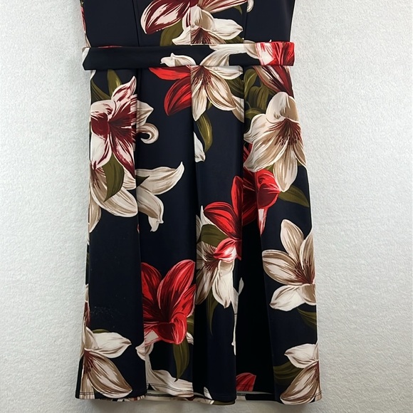 Enfocus Studio Women’s Fit/Flare Dress Sz 6 Black/Tan/Red Polyester/Spandex - Picture 7 of 10